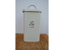 New Design Cream Enamel Welsh "Te" Tea Storage Canister